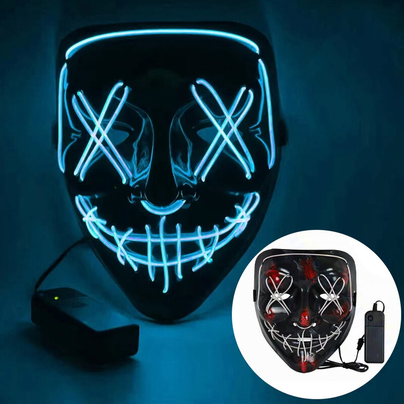 Măști de Halloween recomandate Măști de față cu lumină LED roșu, verde, albastru Sărbători Cosplay Costume de Halloween Petrecere de mascaradă, carnaș
