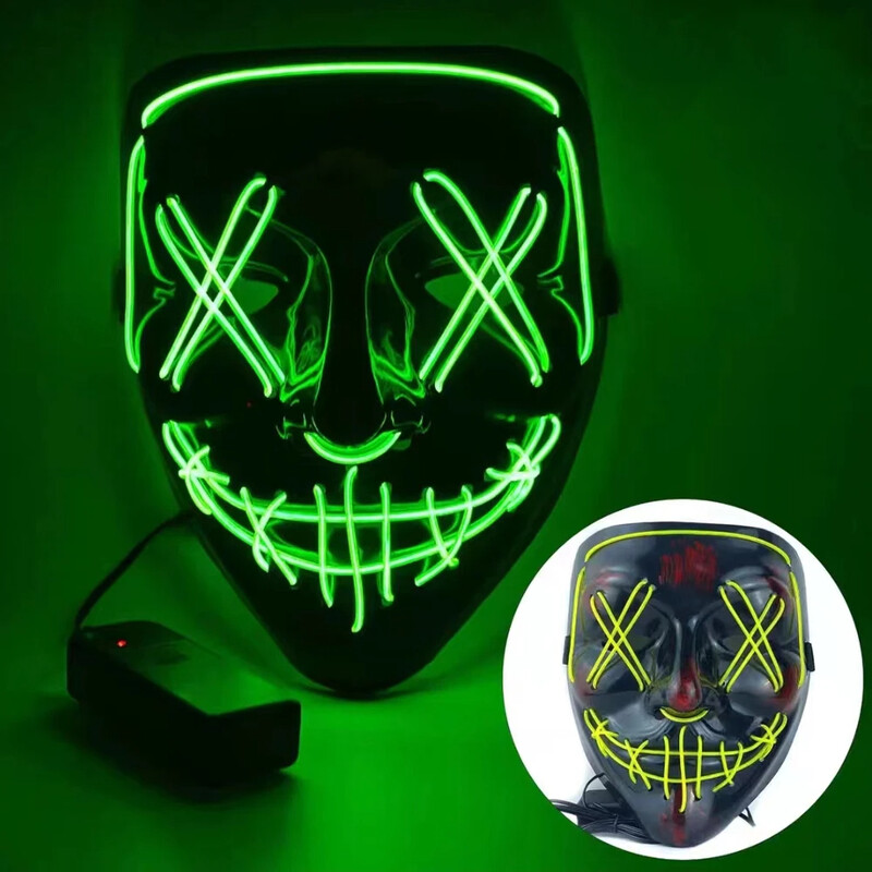 Măști de Halloween recomandate Măști de față cu lumină LED roșu, verde, albastru Sărbători Cosplay Costume de Halloween Petrecere de mascaradă, carnaș