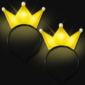 2 gab. Dzeltenas LED kroņprinceses tiāras iedegtas kroņgalvas lentes mirgojošas matu lentes Cosplay dzimšanas dienas kāzu princeses ballītes piederumi