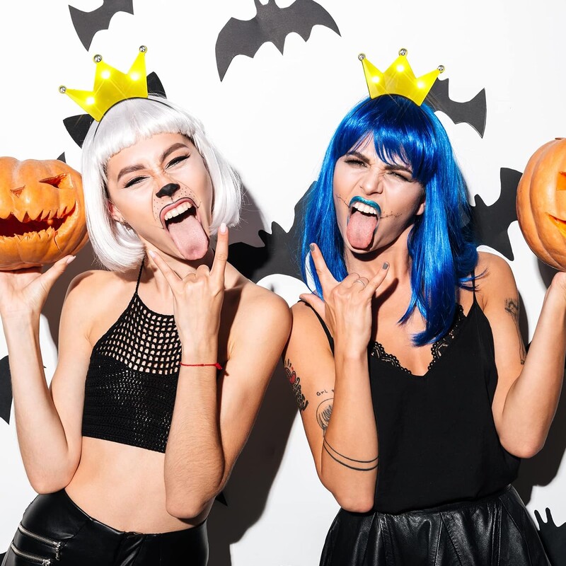 2 gab. Dzeltenas LED kroņprinceses tiāras iedegtas kroņgalvas lentes mirgojošas matu lentes Cosplay dzimšanas dienas kāzu princeses ballītes piederumi