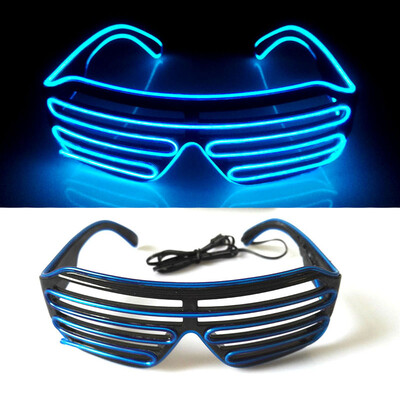 Fluorescentiniai spalvingi žėrintys akiniai LED šviečiantys vakarėlių akiniai vyrams moterų klubo rekvizitai vaivorykštiniai neoniniai akiniai Kalėdų dekoras