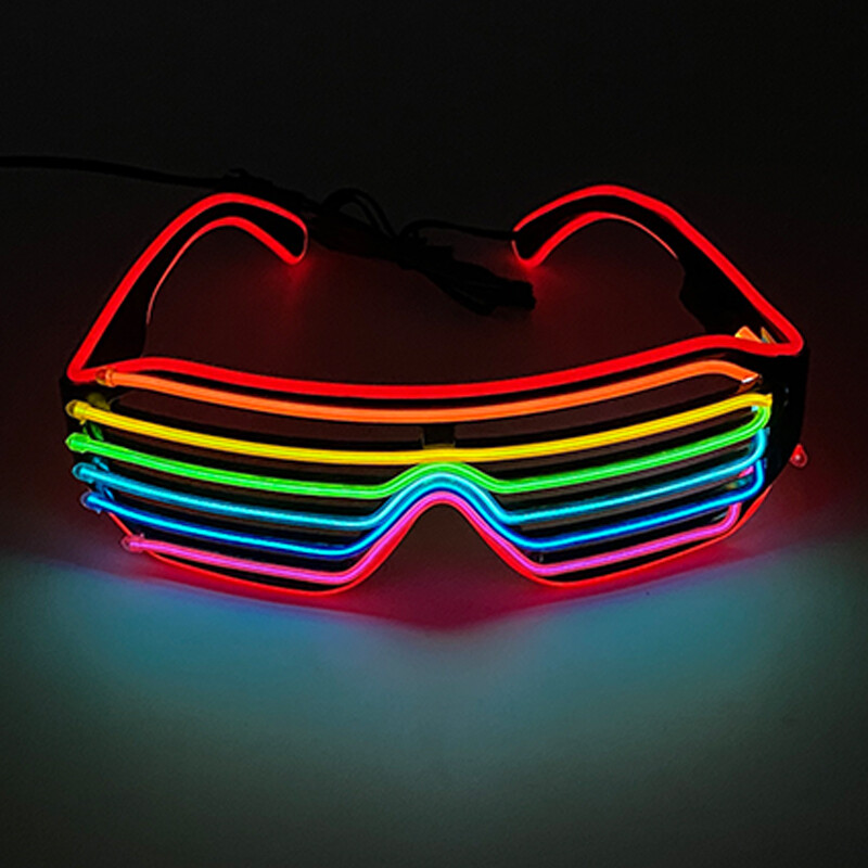 Fluorescentiniai spalvingi žėrintys akiniai LED šviečiantys vakarėlių akiniai vyrams moterų klubo rekvizitai vaivorykštiniai neoniniai akiniai Kalėdų dekoras