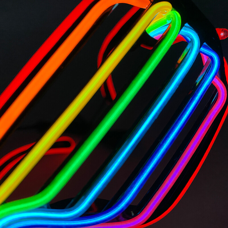 Fluorescentiniai spalvingi žėrintys akiniai LED šviečiantys vakarėlių akiniai vyrams moterų klubo rekvizitai vaivorykštiniai neoniniai akiniai Kalėdų dekoras