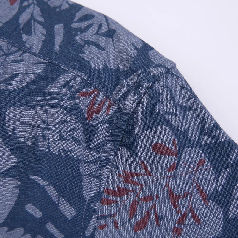 Vīriešu garās piedurknes havajiešu krekli ar ziedu apdruku, brīvdienu pludmales krekls standarta piegriezumam, tīras kokvilnas ikdienas krekls ar ziedu pogām