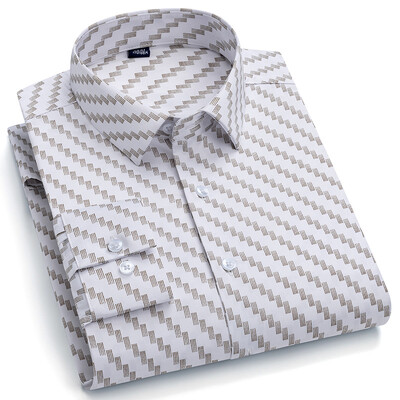 Vīriešu biznesa krekli ar garām piedurknēm Mikrošķiedras bez gludināšanas Elegants biroja formas krekls Ikdienas standarta vīriešu darba apģērba krekli