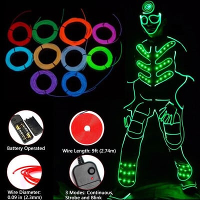 Glow EL Drótkötél szalag Kábelcsík LED Neon Fények Rugalmas Kábel Party Barkács Cipő Ruházat Autó vízálló led szalag 1m 3m 5M 3V