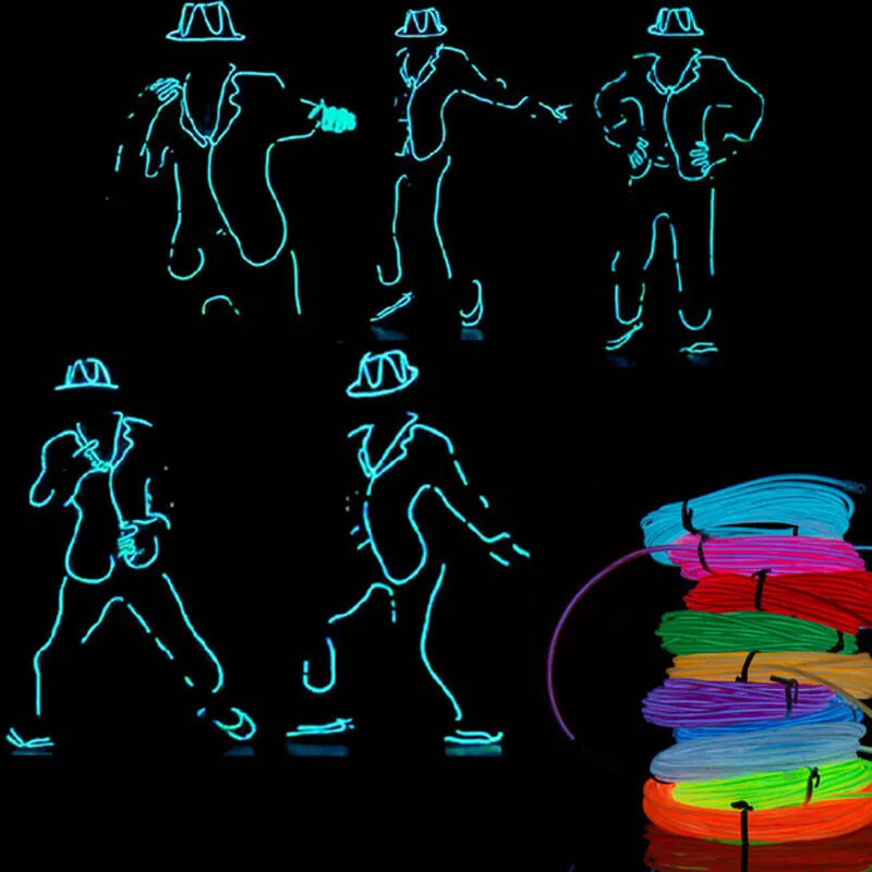 Glow EL Wire Rope lente Kabeļu sloksne LED Neona gaismas Elastīga Kabeļa ballīte DIY Apavi Apģērbi Auto ūdensizturīgs led sloksne 1m 3m 5M 3V