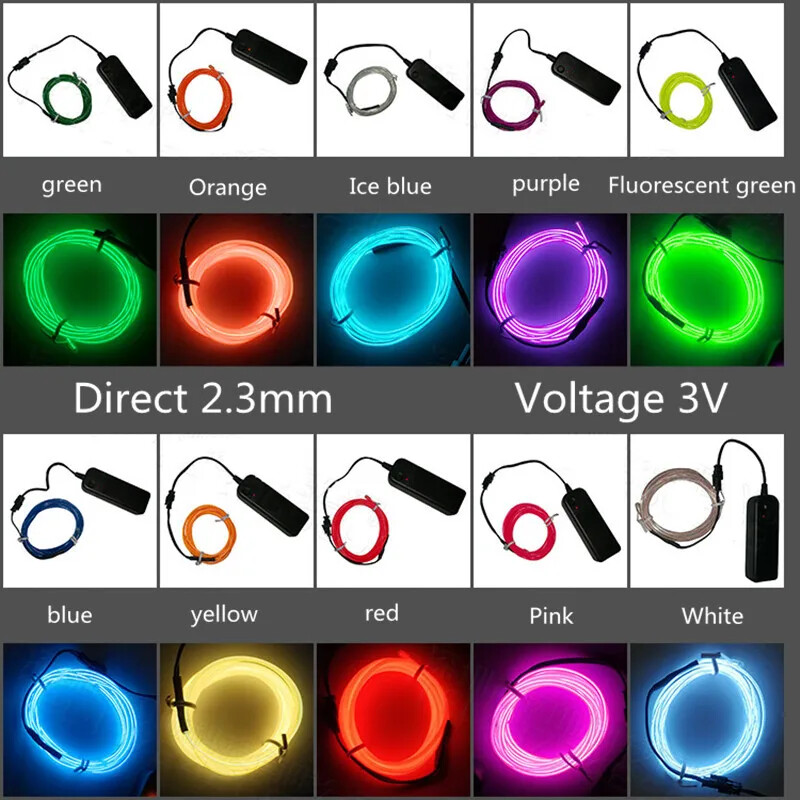 Glow EL Wire Rope lente Kabeļu sloksne LED Neona gaismas Elastīga Kabeļa ballīte DIY Apavi Apģērbi Auto ūdensizturīgs led sloksne 1m 3m 5M 3V