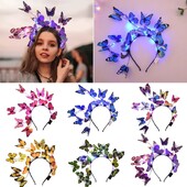 Λαμπερό LED Light Up Butterfly Headband Bohemian Hair Band Hoops Πολύχρωμο headpiece για χριστουγεννιάτικο πάρτι γάμου