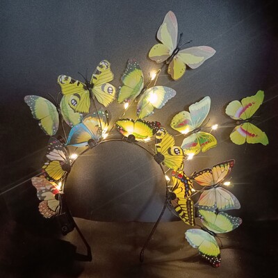 Λαμπερό LED Light Up Butterfly Headband Bohemian Hair Band Hoops Πολύχρωμο headpiece για χριστουγεννιάτικο πάρτι γάμου