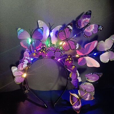 Λαμπερό LED Light Up Butterfly Headband Bohemian Hair Band Hoops Πολύχρωμο headpiece για χριστουγεννιάτικο πάρτι γάμου