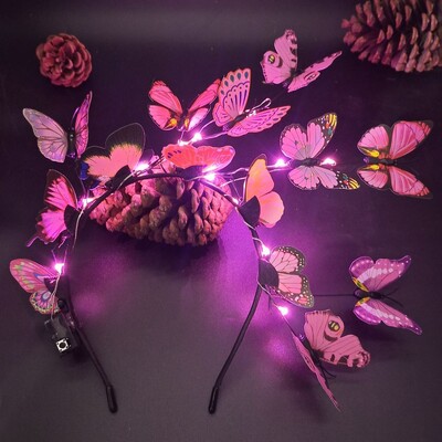 Λαμπερό LED Light Up Butterfly Headband Bohemian Hair Band Hoops Πολύχρωμο headpiece για χριστουγεννιάτικο πάρτι γάμου