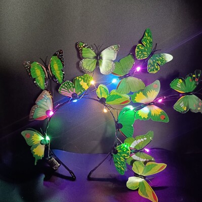 Λαμπερό LED Light Up Butterfly Headband Bohemian Hair Band Hoops Πολύχρωμο headpiece για χριστουγεννιάτικο πάρτι γάμου