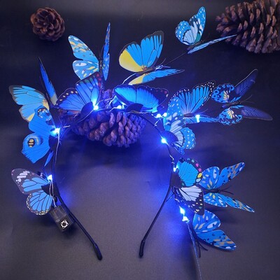 Λαμπερό LED Light Up Butterfly Headband Bohemian Hair Band Hoops Πολύχρωμο headpiece για χριστουγεννιάτικο πάρτι γάμου