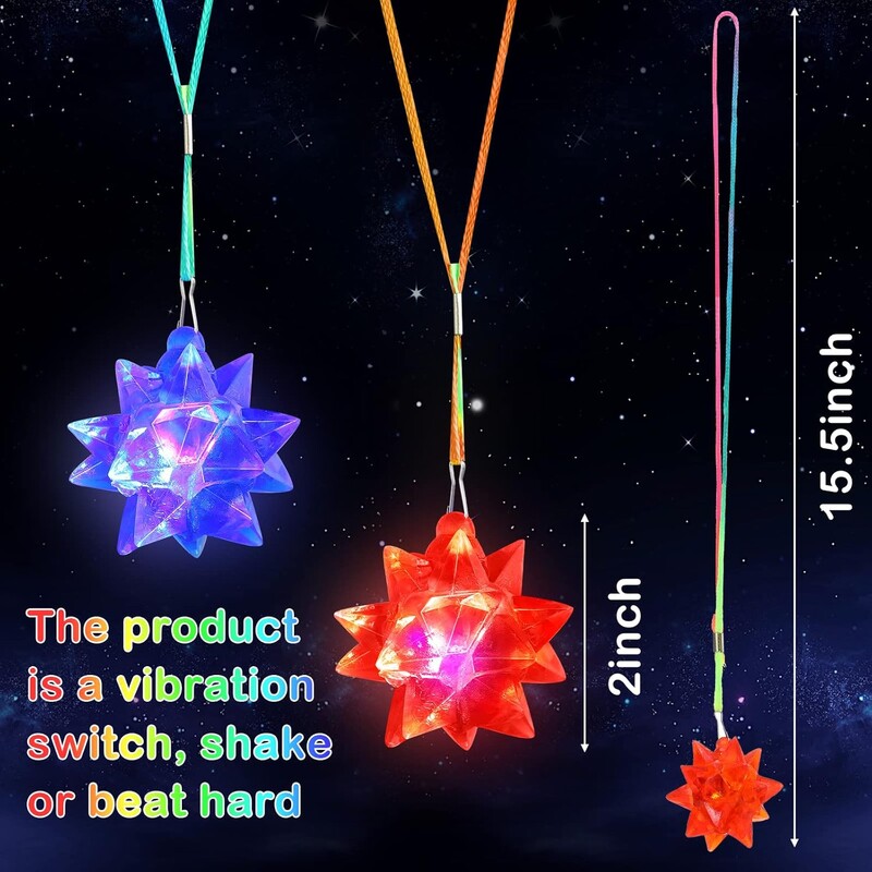 10 gab. Mirgojošas kristāla zvaigžņu kaklarotas, LED spoži, spikerbumba, iedegas kulons, mirdz tumsā Helovīna ballīšu dāvanas