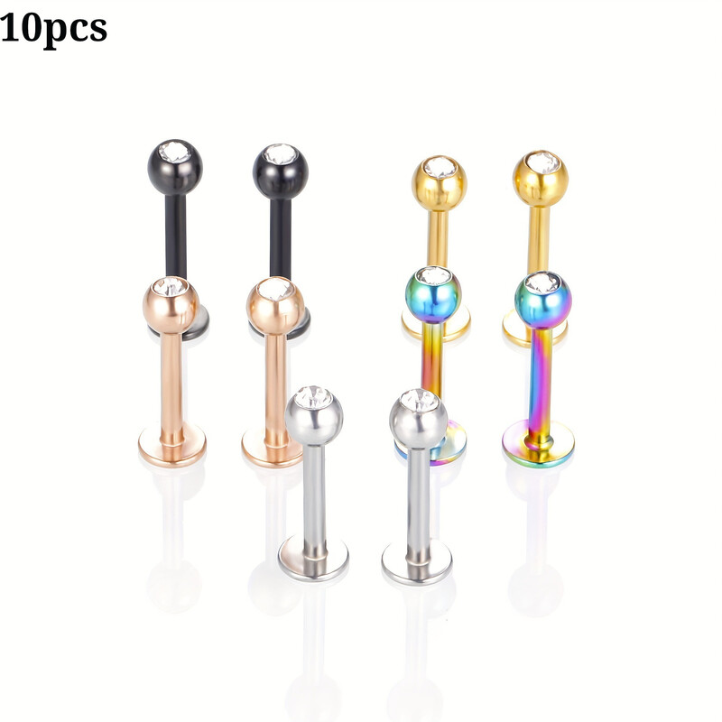 Cross Border 20 részes ajak köröm szett rozsdamentes acél gyémánt gödröcskés cirkónia piercing köröm kombinált ékszer szett Amazon Hot Sale