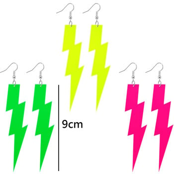 Неонови обеци от 80-те за жени Ретро висулка Акрилни висящи капки за светещи в тъмното Парти аксесоари Декор Зелени Жълти сърни Червени
