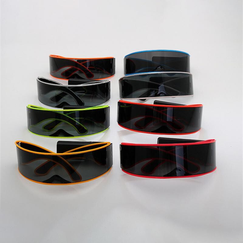 Lazeriniai akiniai naktinio klubo atlikėjams, LED akiniai, vakarėlių šokiai, Rave Christmas, 6V, LED futuristiniai kareivio akiniai, neoninė šviesa