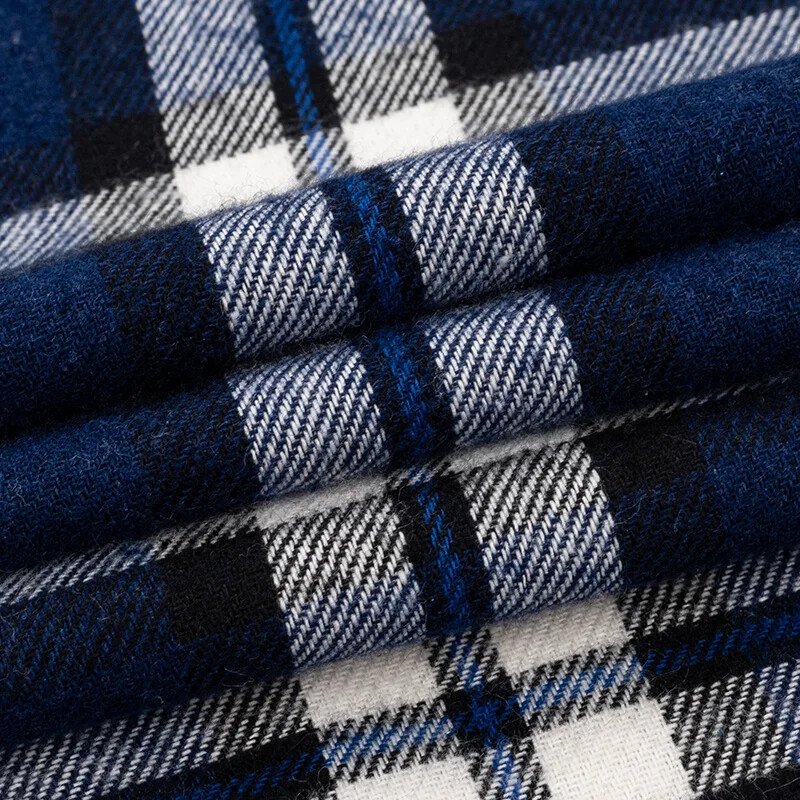 Cămăși pentru bărbați 100% bumbac periat cu mânecă lungă în carouri în carouri, cu un singur buzunar, moale, confortabile, ocazional, la modă, cămăși cu nasturi, cu potrivire standard