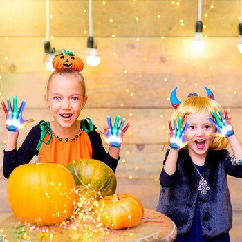 LED Light Up Performance Gloves For Halloween Christmas Rainbow Kids Light Up Gloves for Easter Party Cool Toy Single 1τμχ