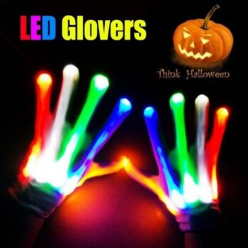 LED Light Up Performance Gloves For Halloween Christmas Rainbow Kids Light Up Gloves for Easter Party Cool Toy Single 1τμχ