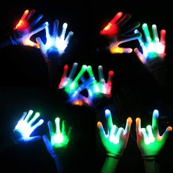 LED Light Up Performance Gloves For Halloween Christmas Rainbow Kids Light Up Gloves for Easter Party Cool Toy Single 1τμχ