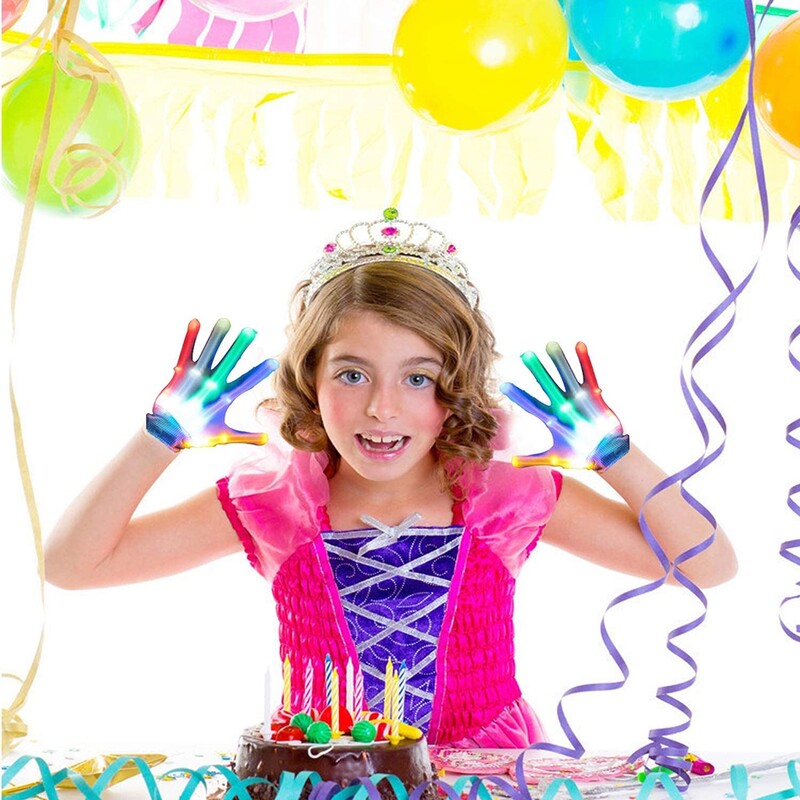 LED Light Up Performance Cimdi Helovīnam Ziemassvētku varavīksnes bērniem Gaismas cimdi Lieldienu ballītei Forša rotaļlieta, 1 gab.