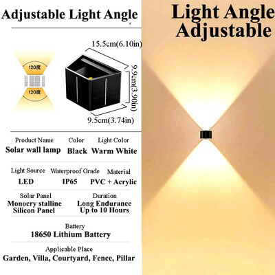 Saules sienas gaismas āra dārza apgaismojums Ārējais saules enerģijas LED āra lampas sienas lampas pagalma un dārza dekori.
