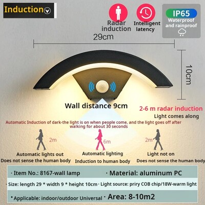 Kültéri erkély, küszöb, kültéri terasz, előszoba, udvar, emberi test érzékelés, egyszerű vízálló érzékelő fali lámpa