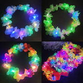 10 bucăți LED hawaian lei bentiță florală iluminată coroană de flori strălucitoare bentiță de vară, plajă, piscină, decorațiuni pentru petrecerea de nuntă