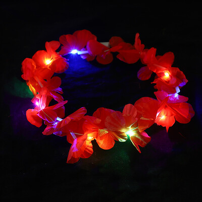 10 bucăți LED hawaian lei bentiță florală iluminată coroană de flori strălucitoare bentiță de vară, plajă, piscină, decorațiuni pentru petrecerea de nuntă