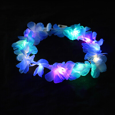 10 bucăți LED hawaian lei bentiță florală iluminată coroană de flori strălucitoare bentiță de vară, plajă, piscină, decorațiuni pentru petrecerea de nuntă