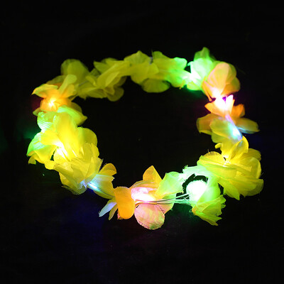 10 bucăți LED hawaian lei bentiță florală iluminată coroană de flori strălucitoare bentiță de vară, plajă, piscină, decorațiuni pentru petrecerea de nuntă