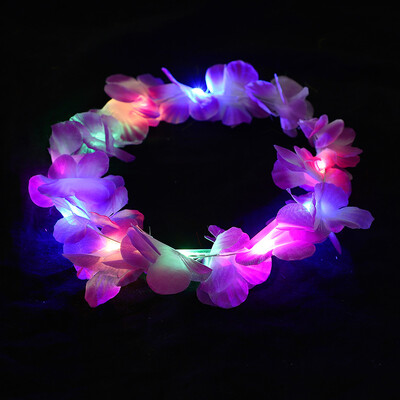 10 bucăți LED hawaian lei bentiță florală iluminată coroană de flori strălucitoare bentiță de vară, plajă, piscină, decorațiuni pentru petrecerea de nuntă