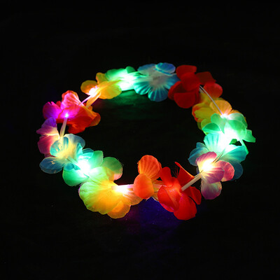 10 bucăți LED hawaian lei bentiță florală iluminată coroană de flori strălucitoare bentiță de vară, plajă, piscină, decorațiuni pentru petrecerea de nuntă