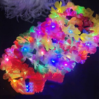 10 bucăți LED hawaian lei bentiță florală iluminată coroană de flori strălucitoare bentiță de vară, plajă, piscină, decorațiuni pentru petrecerea de nuntă