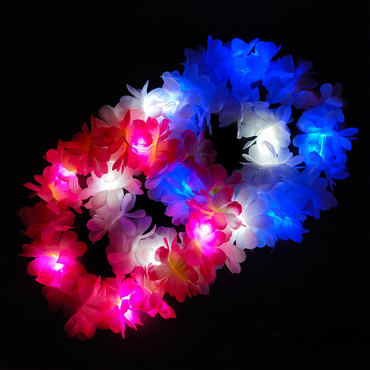 10 bucăți LED hawaian lei bentiță florală iluminată coroană de flori strălucitoare bentiță de vară, plajă, piscină, decorațiuni pentru petrecerea de nuntă