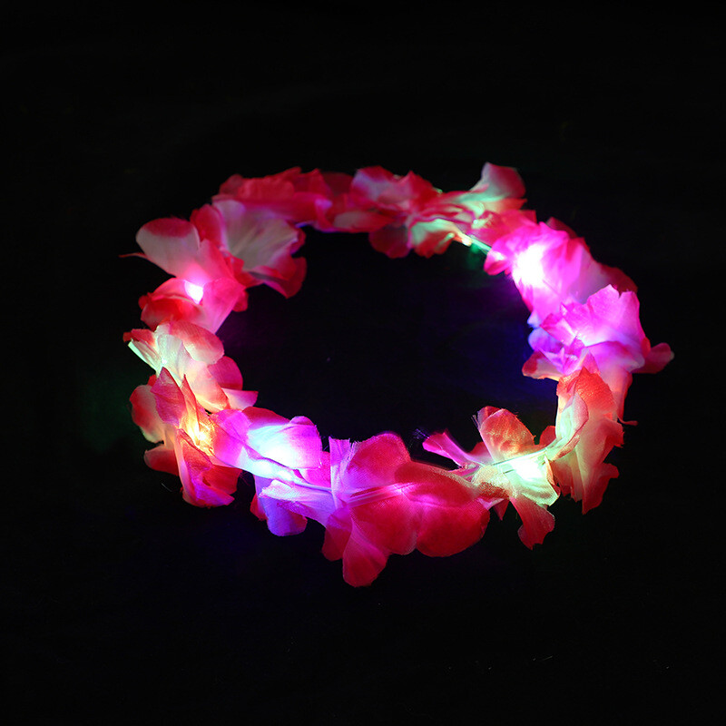 10 bucăți LED hawaian lei bentiță florală iluminată coroană de flori strălucitoare bentiță de vară, plajă, piscină, decorațiuni pentru petrecerea de nuntă