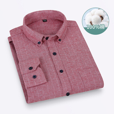 Ανδρικό καρό πουκάμισο από καθαρό βαμβάκι με μακρυμάνικο κανονική εφαρμογή Ανδρικό πουκάμισο casual oversized φθινοπωρινό Αντρική μπλούζα Leisure New Plus Size πουκάμισο