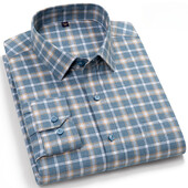 Jaunums kreklā Augstas kvalitātes 100% kokvilna Slīpēšanas krekli ar garām piedurknēm vīriešiem Slīpā formā formāls krekls mīksts rūtains ikdienas elegants apģērbs