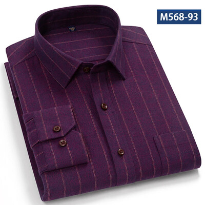 Jaunums kreklā Augstas kvalitātes 100% kokvilna Slīpēšanas krekli ar garām piedurknēm vīriešiem Slīpā formā formāls krekls mīksts rūtains ikdienas elegants apģērbs