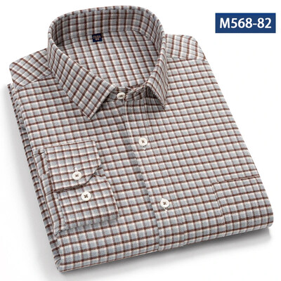 Jaunums kreklā Augstas kvalitātes 100% kokvilna Slīpēšanas krekli ar garām piedurknēm vīriešiem Slīpā formā formāls krekls mīksts rūtains ikdienas elegants apģērbs