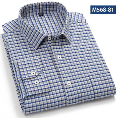 Jaunums kreklā Augstas kvalitātes 100% kokvilna Slīpēšanas krekli ar garām piedurknēm vīriešiem Slīpā formā formāls krekls mīksts rūtains ikdienas elegants apģērbs