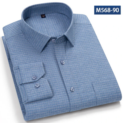 Jaunums kreklā Augstas kvalitātes 100% kokvilna Slīpēšanas krekli ar garām piedurknēm vīriešiem Slīpā formā formāls krekls mīksts rūtains ikdienas elegants apģērbs