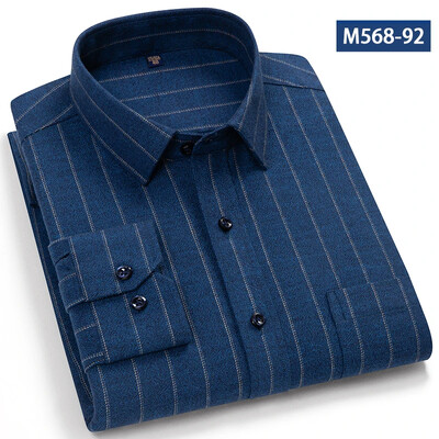 Jaunums kreklā Augstas kvalitātes 100% kokvilna Slīpēšanas krekli ar garām piedurknēm vīriešiem Slīpā formā formāls krekls mīksts rūtains ikdienas elegants apģērbs