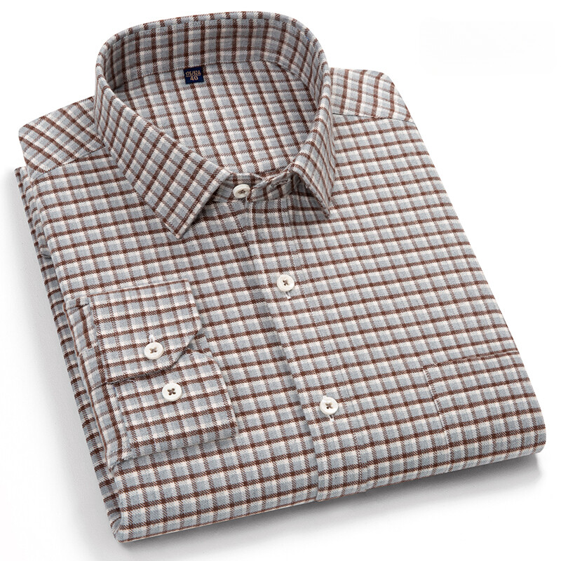 Jaunums kreklā Augstas kvalitātes 100% kokvilna Slīpēšanas krekli ar garām piedurknēm vīriešiem Slīpā formā formāls krekls mīksts rūtains ikdienas elegants apģērbs