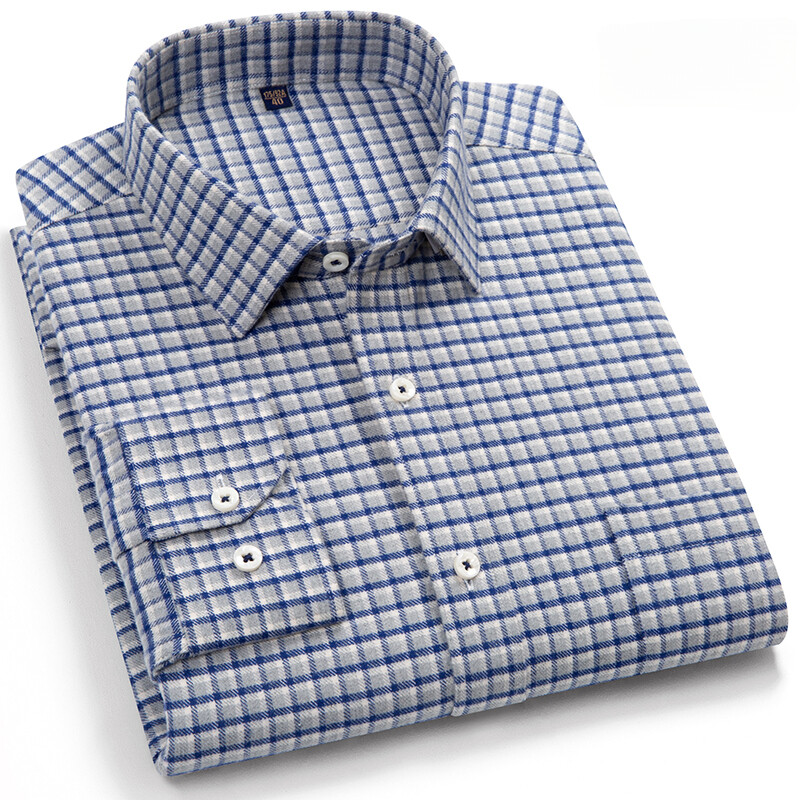 Jaunums kreklā Augstas kvalitātes 100% kokvilna Slīpēšanas krekli ar garām piedurknēm vīriešiem Slīpā formā formāls krekls mīksts rūtains ikdienas elegants apģērbs