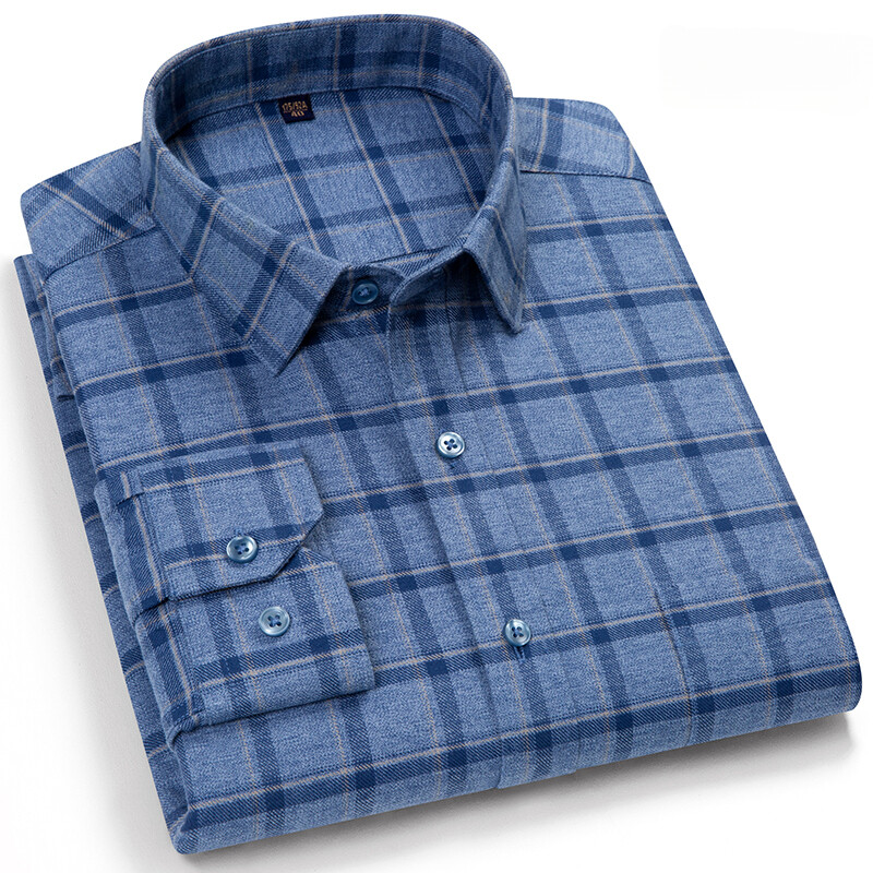 Jaunums kreklā Augstas kvalitātes 100% kokvilna Slīpēšanas krekli ar garām piedurknēm vīriešiem Slīpā formā formāls krekls mīksts rūtains ikdienas elegants apģērbs