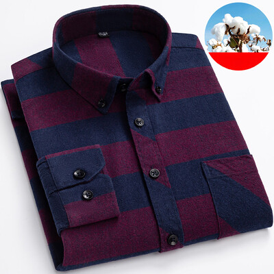 Πουκάμισα από 100% βαμβάκι συν μέγεθος S έως 6xl για άντρες vintage ρούχα με μακρυμάνικο λεπτή εφαρμογή επίσημο απλό πουκάμισο επώνυμα μπλουζάκια με μία τσέπη