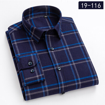 Vīriešu rūtains bambusa šķiedras krekls ar pogām, augstas kvalitātes rūtains krekls ar garām piedurknēm un vienkāršs kabatas rūtains krekls, moderni vīriešu krekli